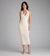 Chic Cutie Ribbed Knit Halter Midi Dress